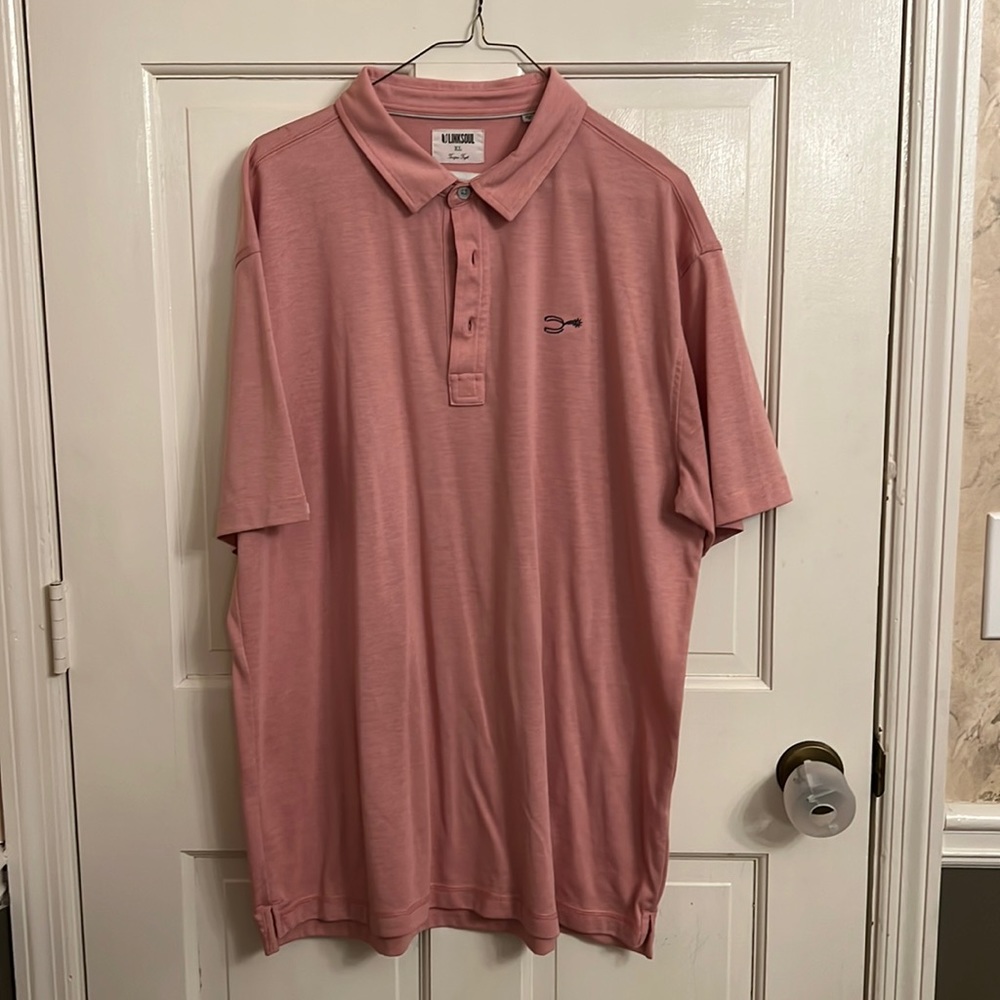 Linksoul Hairline Pink Golf Polo Shirt Size Xl